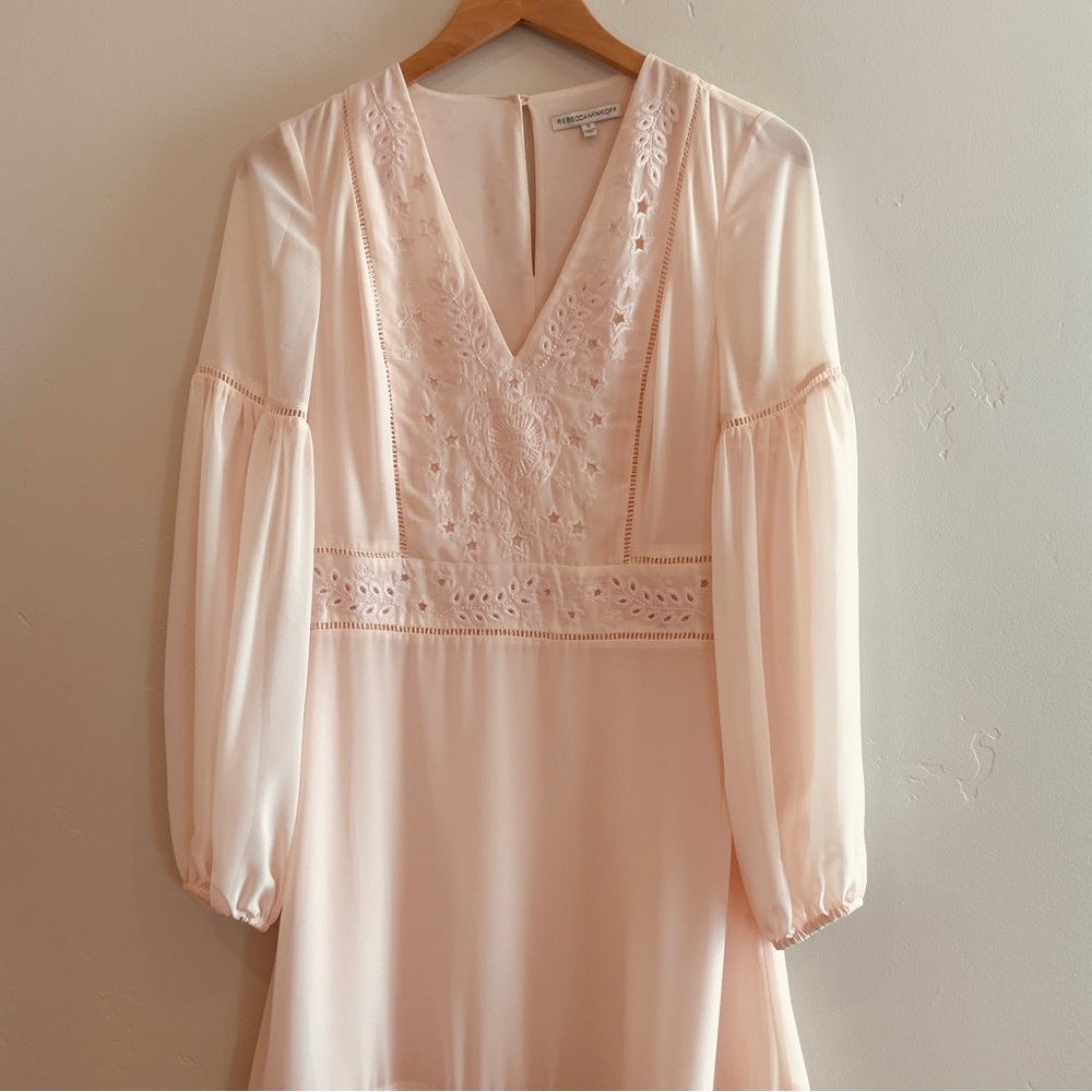 Rebecca Minkoff Prairie Embroidered Pinafore Ruffle Hem Bluff Dress Size Small - Picture 5 of 16